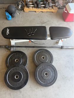 Complete Olympic Home Gym Set – Bench, Barbell & 140 lbs Plates