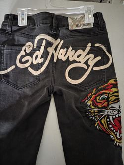 Ed Hardy Tiger Head Slim Flare Boot Cut Size 24 Jeans