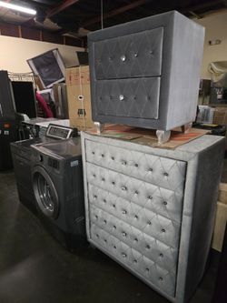 Plush Grey Gray Dresser and nightstand new