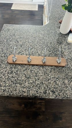 Industrial Farmhouse Wood Rack With Galvanized Metal Hooks