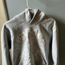 Grey spiderman hoodie whith white spider web design