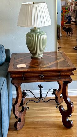 Spanish Baroque Style Wood and Iron End Table