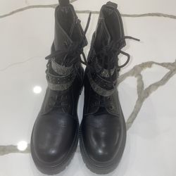 Steve Madden Leather Combat Boots with Buckles