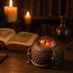 Veronise Dragon Eye Trinket Box Glass Dome Bronze Finish, 3x3”