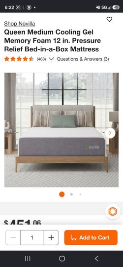 Novilla Medium Cooling Gel Memory Foam 12" Pressure Relief Bed-in-a-Box Matress