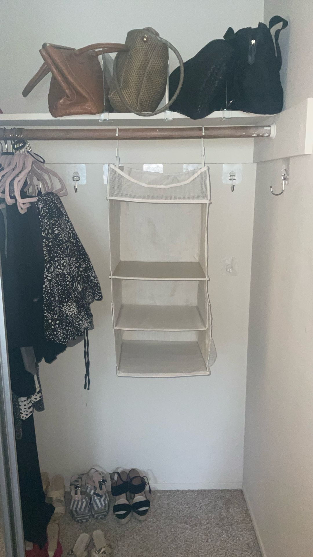 Hanging Closet Organizer With Four Shelves