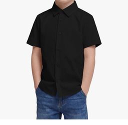 Boys Black Short Sleeve Button-Up Shirt