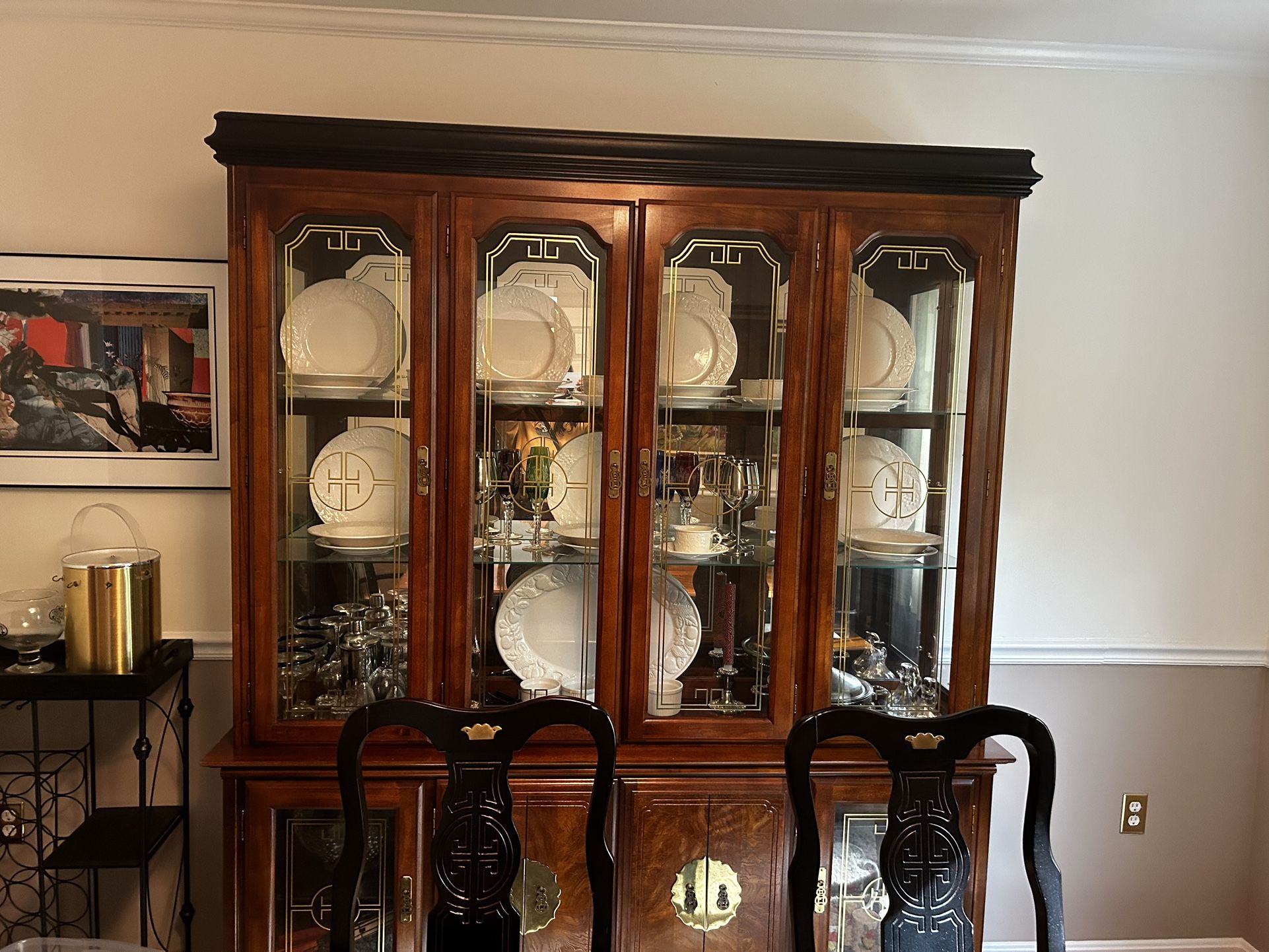 Vintage Burl Wood Dining Room Set – 9-Piece (Fair Condition!)