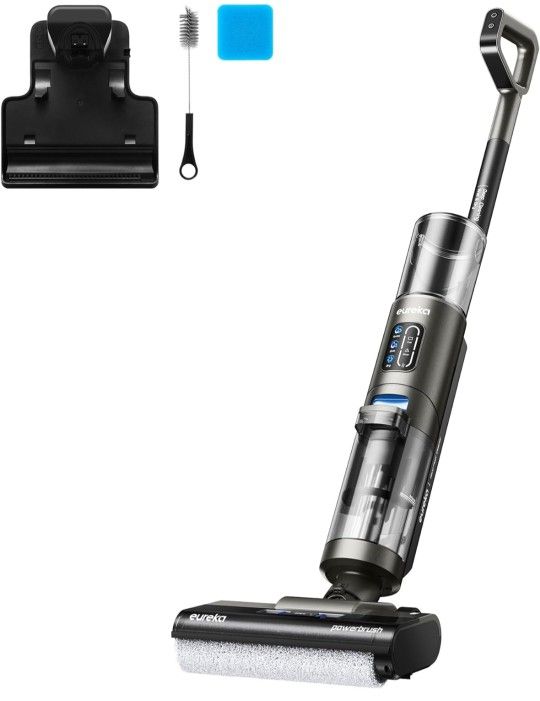 Eureka RapidWash Cordless Wet Dry Vacuum Mop - Self Cleaning Smart Cleaner for Carpet Hard Floors Sticky Messes Pet Hair NEW430BL - Black