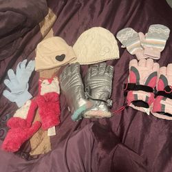 Kid Girls Winter Hats and  Gloves
