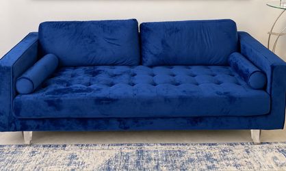 Modani Royal Blue Velvet Sofa & Matching Chair – $650 OBO