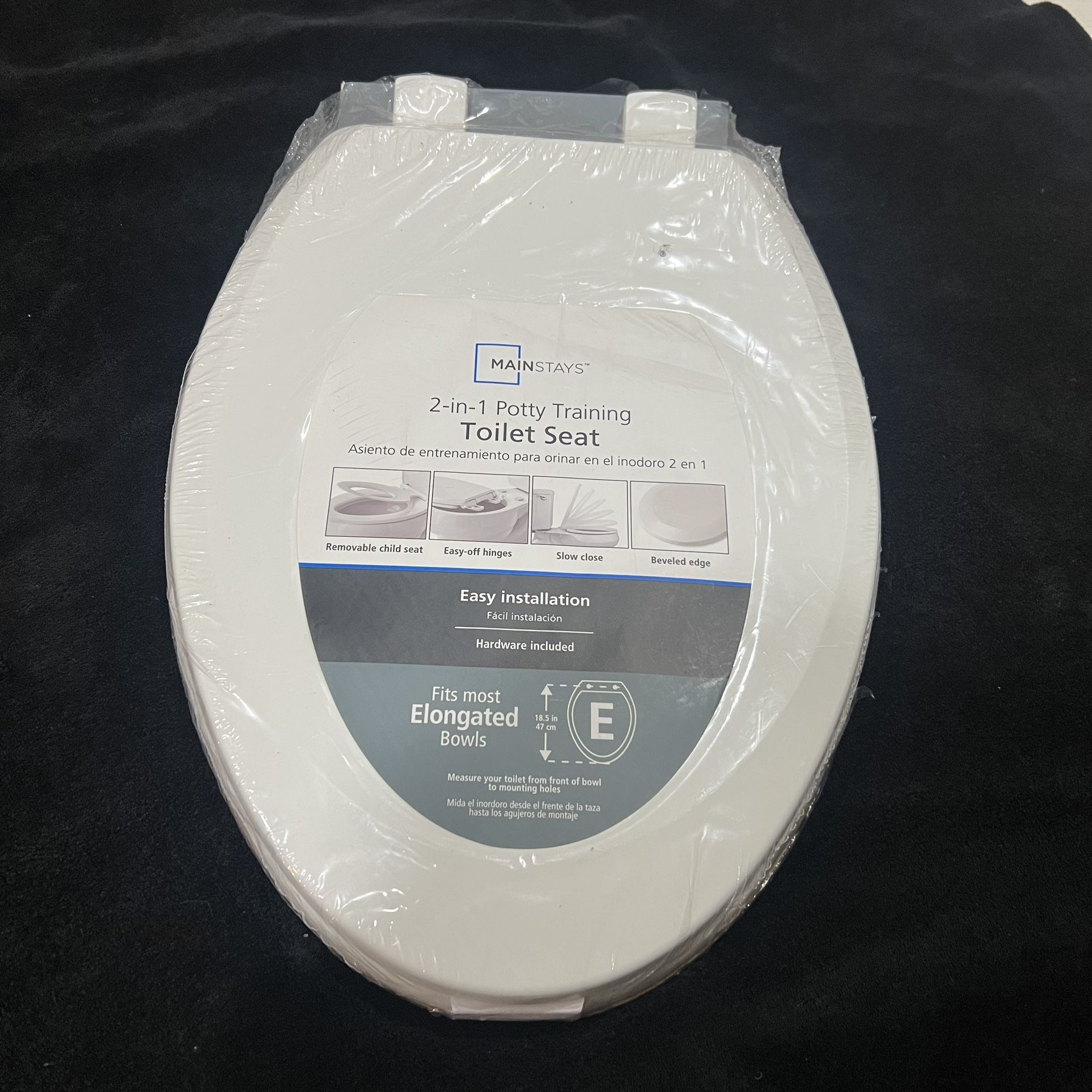2-in-1 Potty Training Toilet Seat MainStays Fits Elongated Bowls