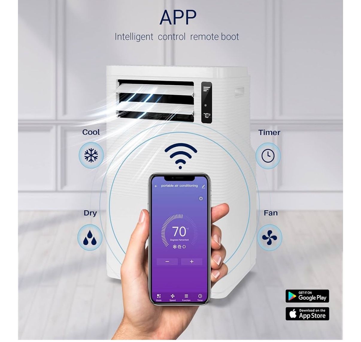 DELLA 15,000 BTU WiFi Enabled Portable Air Conditioner & Heat
