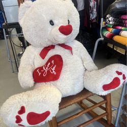 LARGE 30 WHITE VALENTINE BEAR
