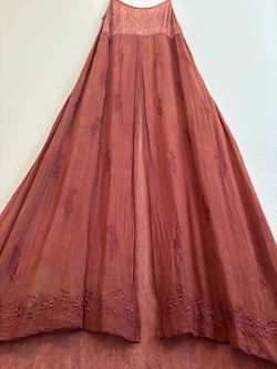 Rust Red Embroidered Fairy Core Maxi Dress
