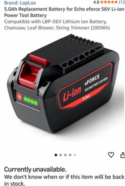 5.0Ah Replacement Battery for Echo eforce 56V Li-ion Power Tool Battery Compatible with LBP-56V Lithium lon Battery, Chainsaw, Leaf Blower, String Tri