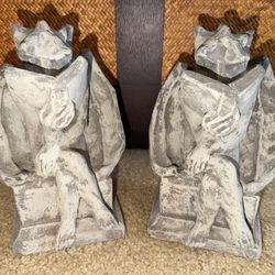 Vintage 1996 HPI Sitting Gargoyle Bookends Statues The Bookworm Stone Décor