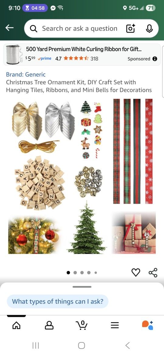 Christmas Tree Ornament Kit, DIY Craft Set with Hanging Tiles, Ribbons, and Mini Bells for Decorations