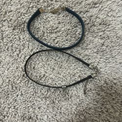 Chokers (denim, black + silver ring)