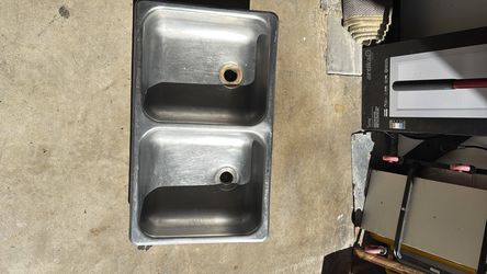 stainless steel shallow drop in top mnt double sink home rv bar porting table 27” wide 16” deep