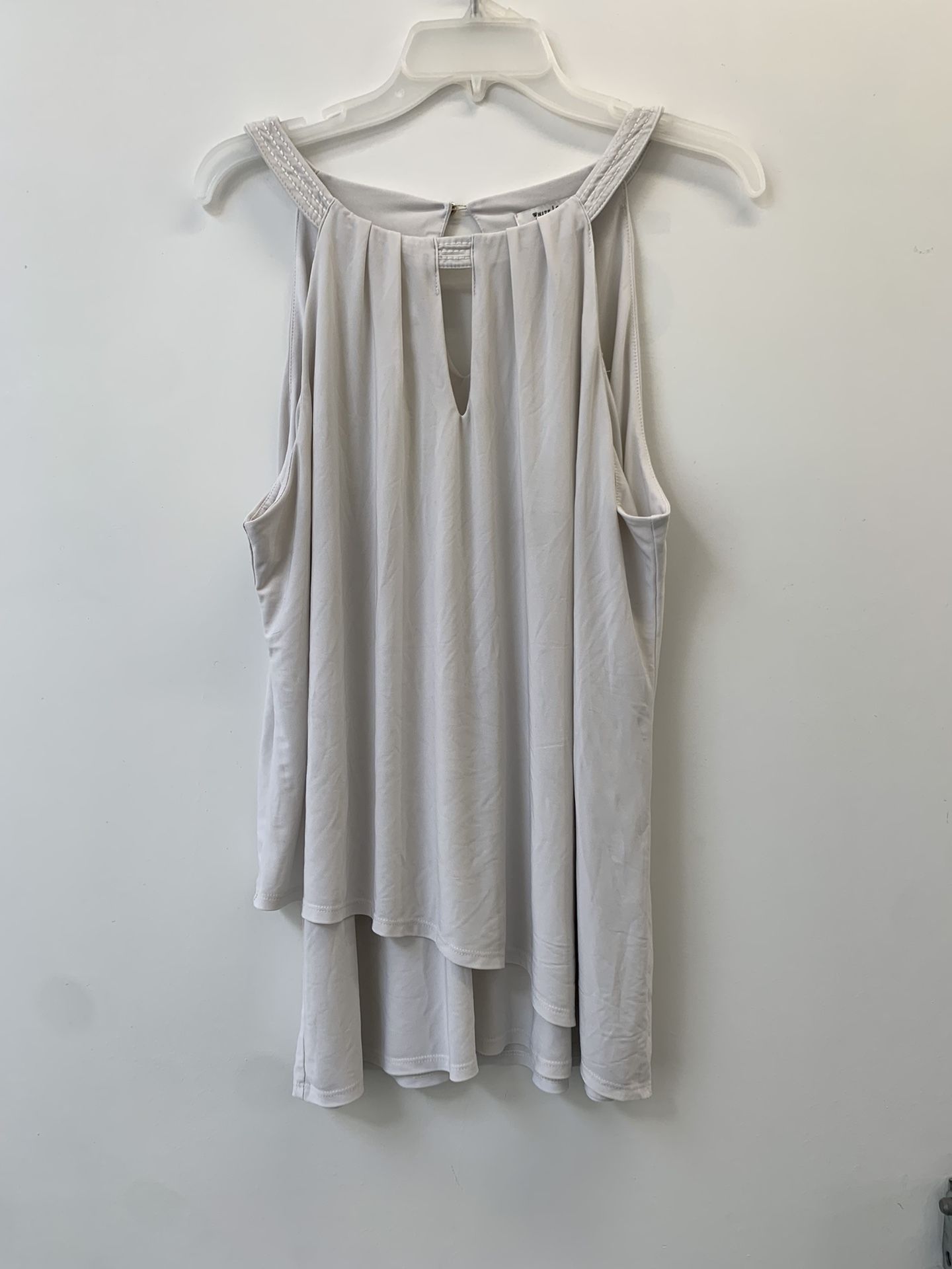 White House Black Market Womens White Blouse Layered Tunic Top XL