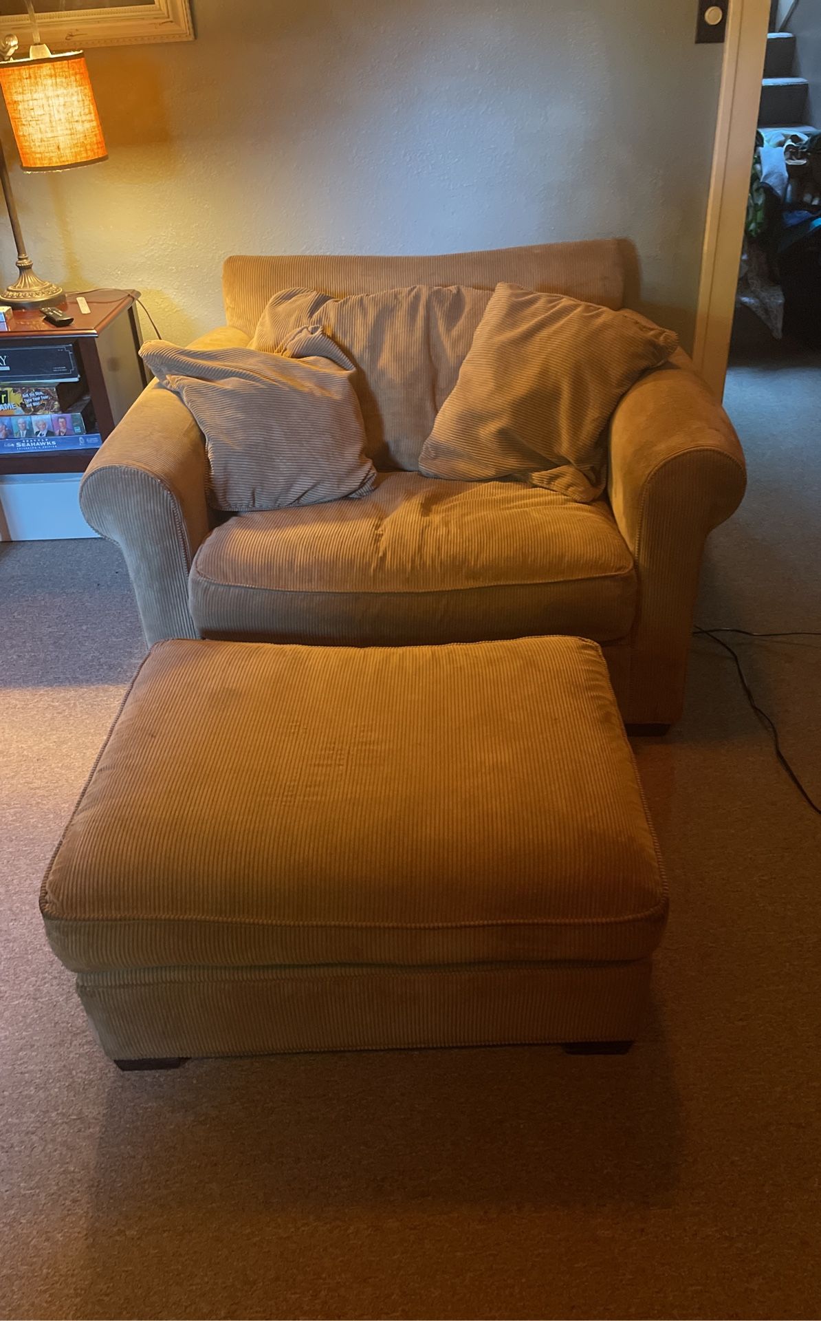 Large Corduroy Chair And Ottoman