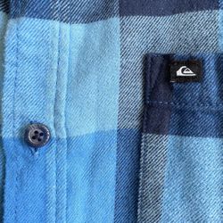🏄‍♂️ 👕 🛹 New QUIKSILVER Motherfly Men’s Size Large Blue Flannel Plaid Long Sleeve Shirt Nordstrom Rack