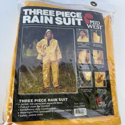 Mid West 3-Piece Rain Suit Contractor Weight Yellow Large Style 3000