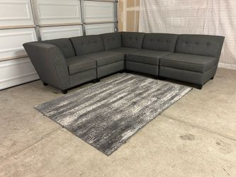 Macy’s 5-Piece Modular Grey Sectional - Rearrangeable Layout
