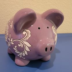 Purple Floral Piggy Bank