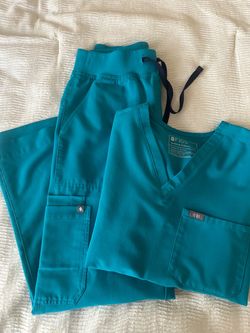 Teal figs scrubs set