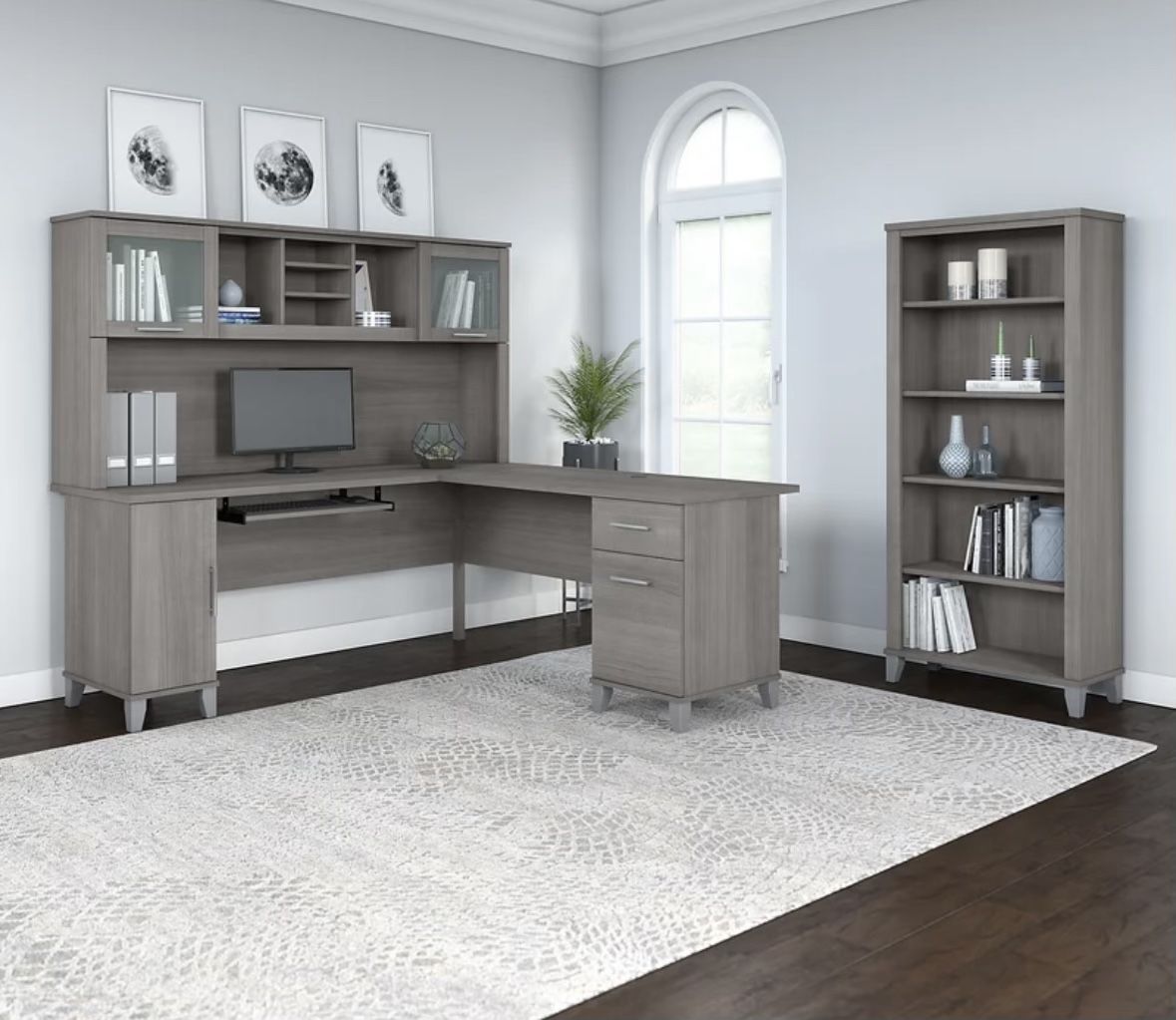 L-shaped Desk, Hutch And Bookcase (New)