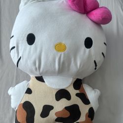 Adorable Hello Kitty Cheetah Print Plush Pillow – 18x11 inches!