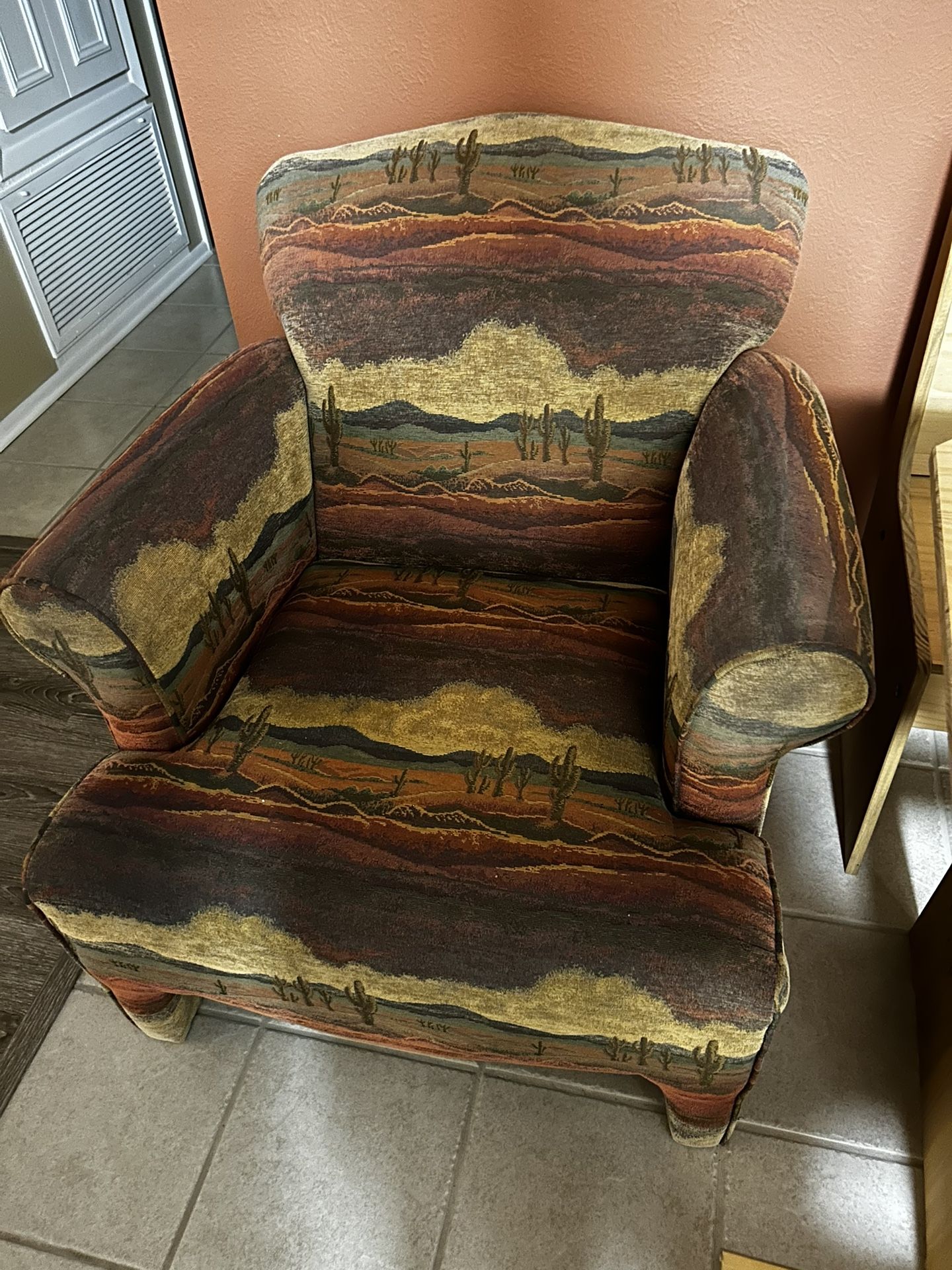 Desert Theme Upholstered Arm Chair
