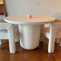 Dining Table (CB2 Lola Round Concrete Dining Table)