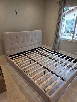 Cal King fabric headboard bed frame
