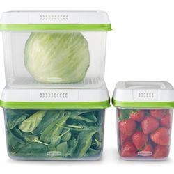 Rubbermaid Freshworks 6pc Set: Produce Saver Food Storage Containers, Dishwasher-Safe, Clear Plastic, 3 Containers with Lids