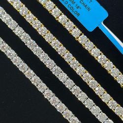 Sterling Silver Moissanite 4mm Tennis Chains 18”