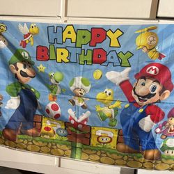 Mario Birthday Backdrop