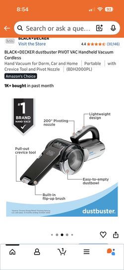 Black+Decker Pivot Lithium 20V vacuum cleaner.
