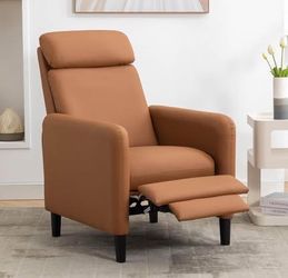 New Goo home Recliner, Comfortable PU Leather, Cognac Tan