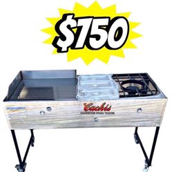 24" Griddle With 3 Warming Trays High Pressure Burner For Pots | Includes Hose With Regulator