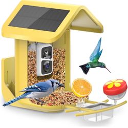 Bird Feeder with Camera Solar Powered : Smart Camera Bird Feeder 2K Live Steam for Outdoor, 5MP Photos, AI Identification, 1.8L Large Capacity, Gifts 