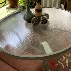Winston Glass Top Round Patio Table With Two  Chairs