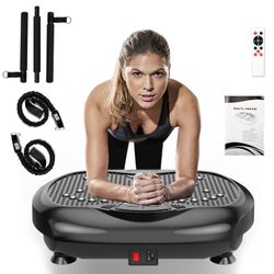 New Vibration Plate Exercise Machine with Pilates Bar + Resistance Bands