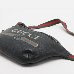 Gucci Logo Print Leather Waist Bag
