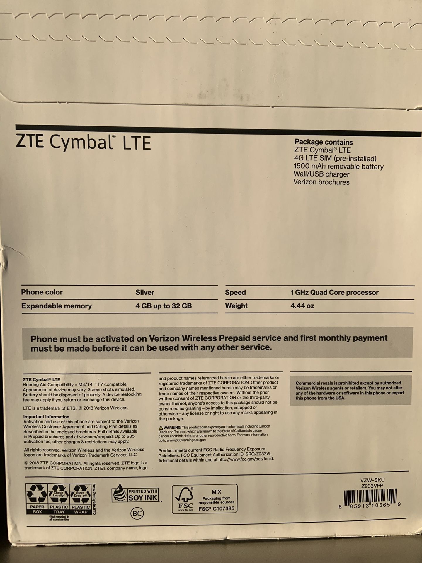 Verizon zte cymbal lte phone