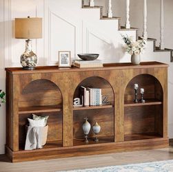 63" Arched Console Wooden Entryway Table with Storage