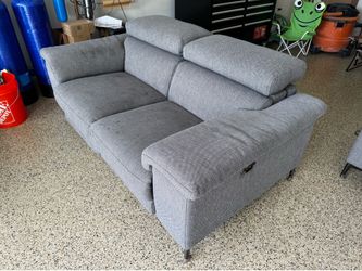 2x Talin Grey 85" &  68” Power Reclining Sofa with Adjustable Headrest & USB