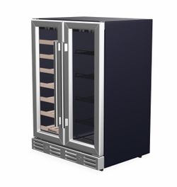 24 Inch Wine and Beverage Fridge, Wine Refrigerator Dual Zone Hold 20 Bottles and 78 Cans,Built-In or Freestanding Digital Touch Control,Under Counter